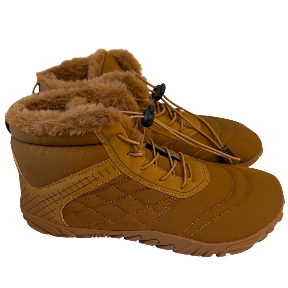 Tan Barefoot Winter Boots‎ Faux Fur Lined Minimalist Unisex Wide Toe Box 39 NWOT